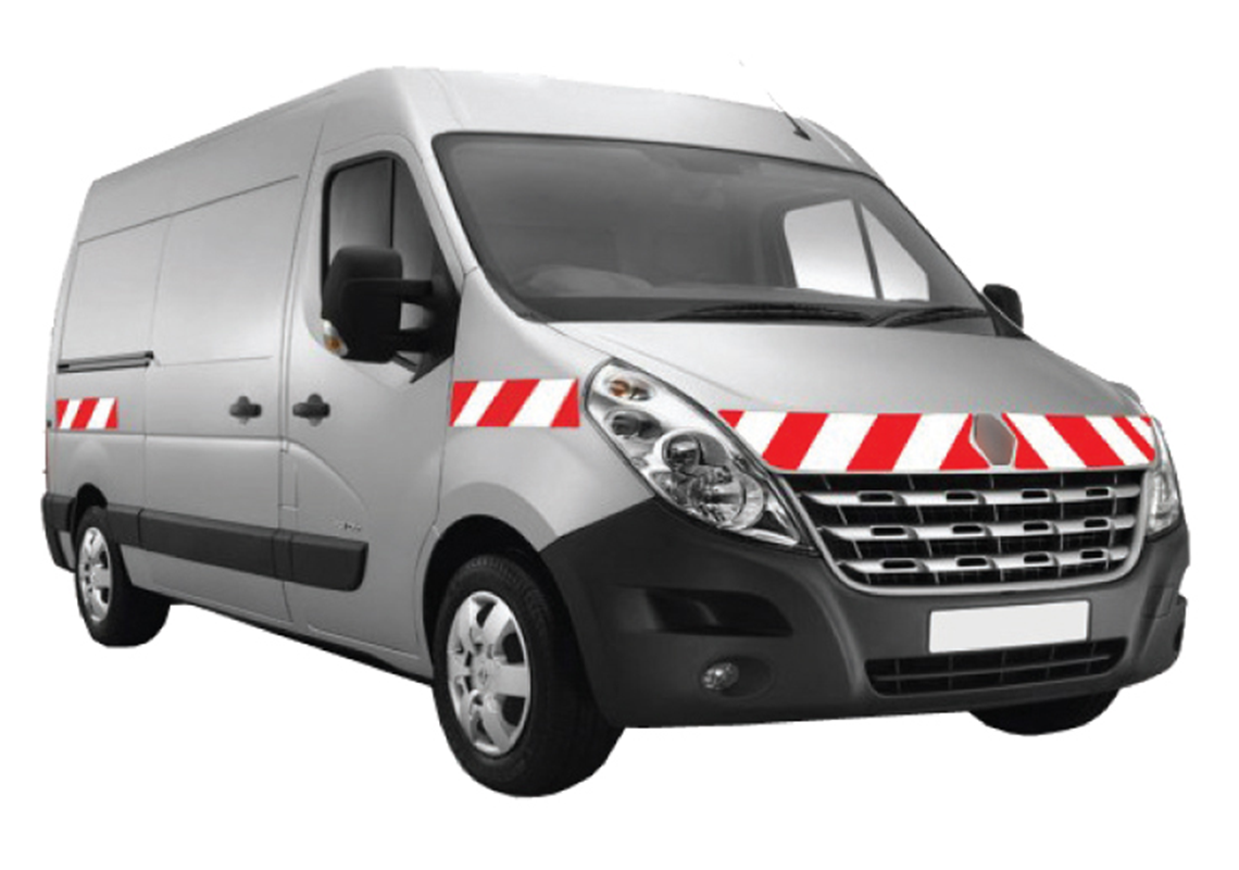 Pre-cut retroreflective kits for commercial vehicles (visible at 100m)